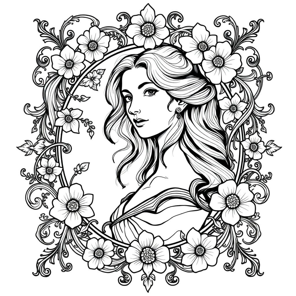 Art Nouveau Frames — sample coloring page