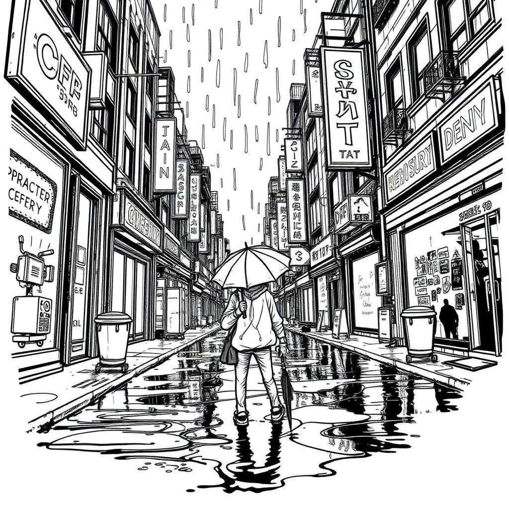 Neon Rain — sample coloring page